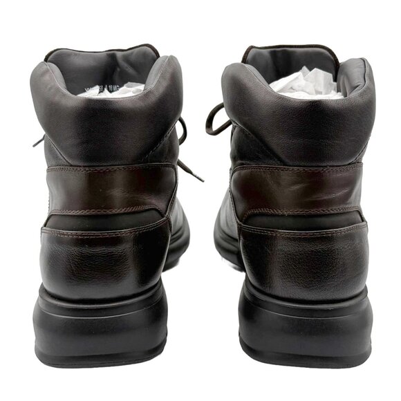 Brand New Salvatore Ferragamo Grey Dark Brown & Black Textured Leather Men Boots - Picture 8 of 12